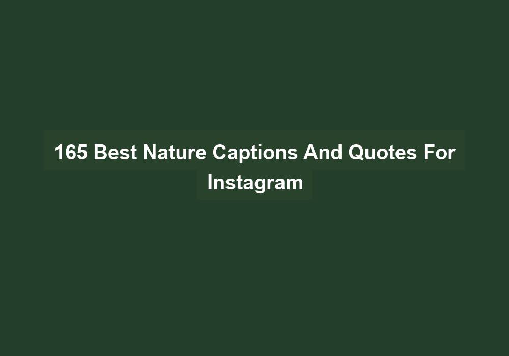 165 Best Nature Captions And Quotes For Instagram